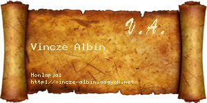 Vincze Albin névjegykártya
